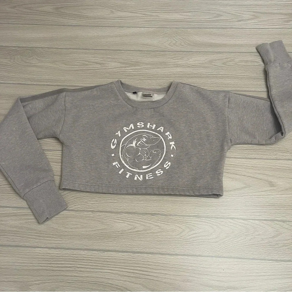 Gymshark Legacy Cropped Sweater Light Gray Gym Athletic Women’s size Small - Picture 3 of 10